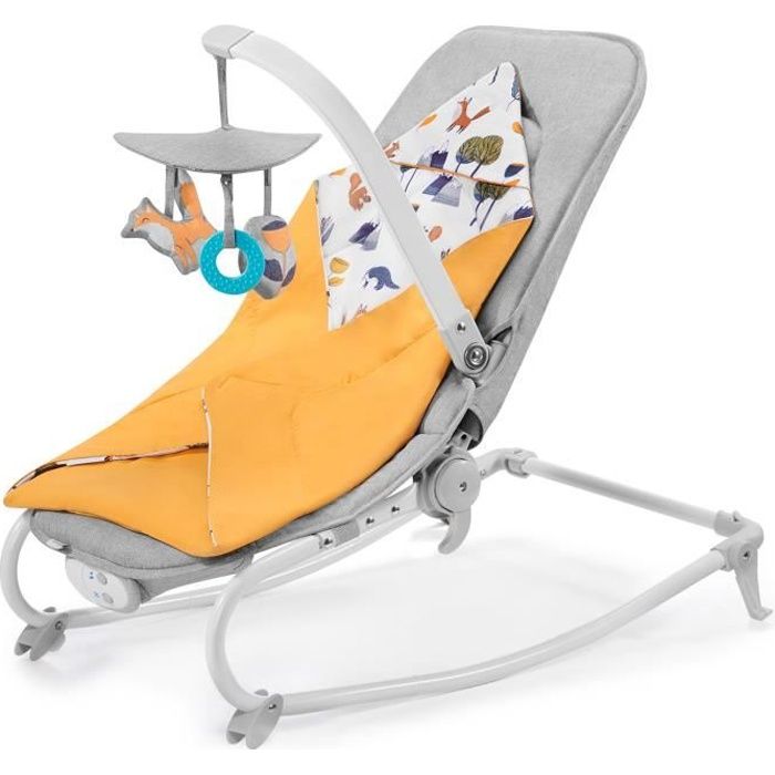 Kinderkraft FELIO Transat bebe 3 en 1, Balancelle, Siège enfant, Vibrations et 8 Mélodies, Jaune