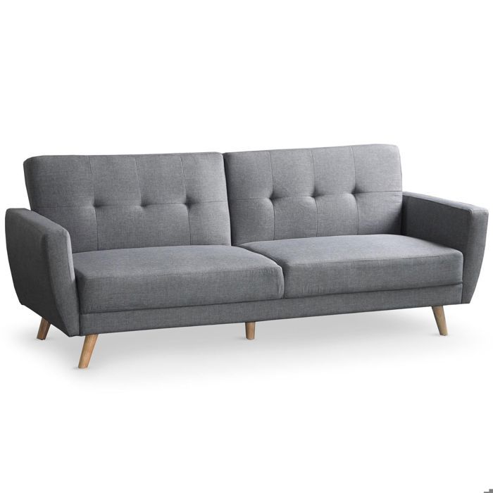 Canapé droit Gris Tissu Scandinave Confort