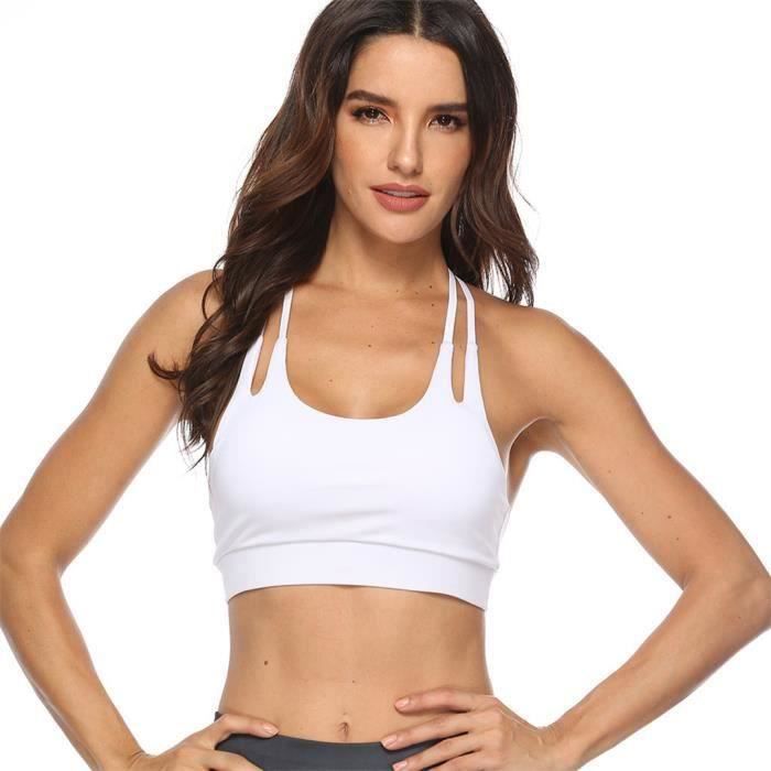 BRASSIERE DE SPORT - SOUTIEN-GORGE DE SPORT Soutien-gorge de course à pied pour femme, yoga, sport Crop Top Vest LFY90311202WHXL_mon