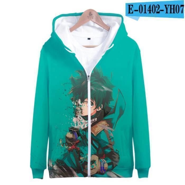 Sweat à Capuche My Hero - avec fermeture éclair - Noir-Bleu-nuit