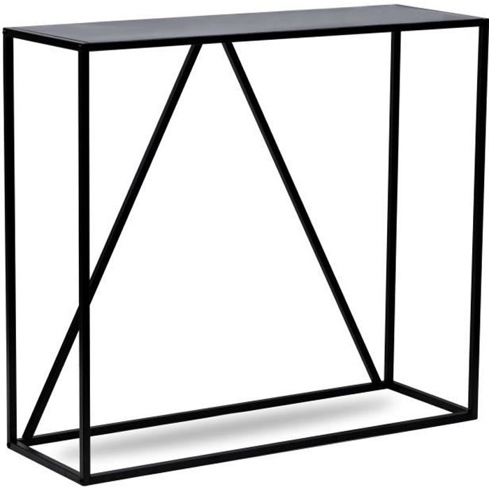 Nordlys - Table Console Design Industriel Moderne en Metal Metal Noir 90 x 30 x 80 (cm)