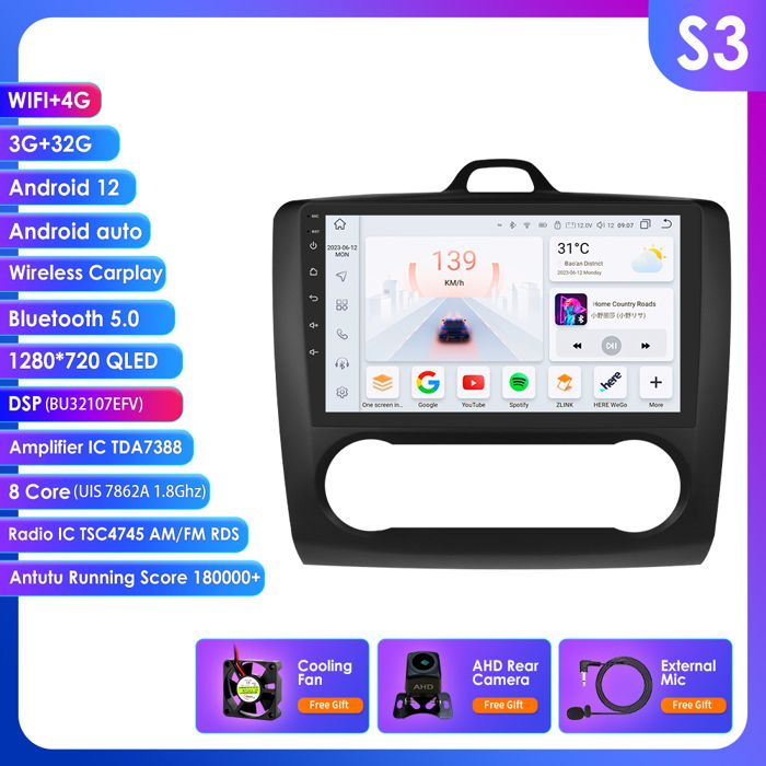 Lecteur multimédia stéréo Gps de voiture Android 11 pour Ford Focus Exi AT 2004 2005 2006-2011 Autoradio 2din 4G LET WIFI Bluetooth