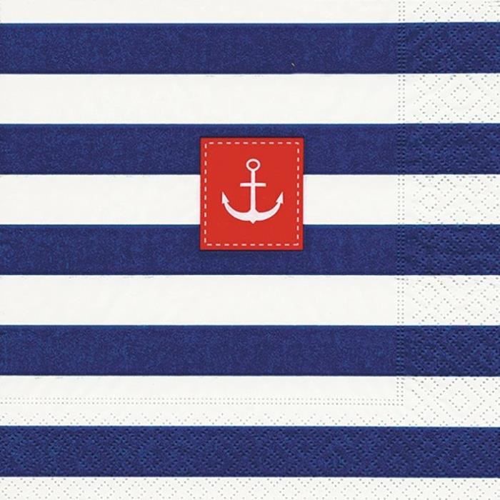 PAPER DESIGN - 20 Serviettes 33x33 cm - Sailor stripes