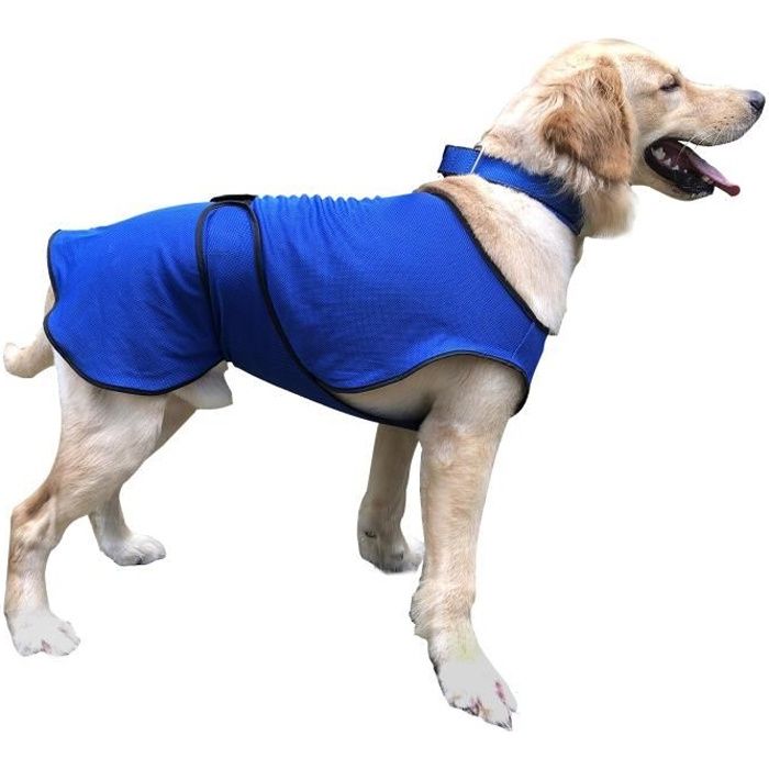 Manteau rafraîchissant pour chien manteau d'été taille L polyester bleu