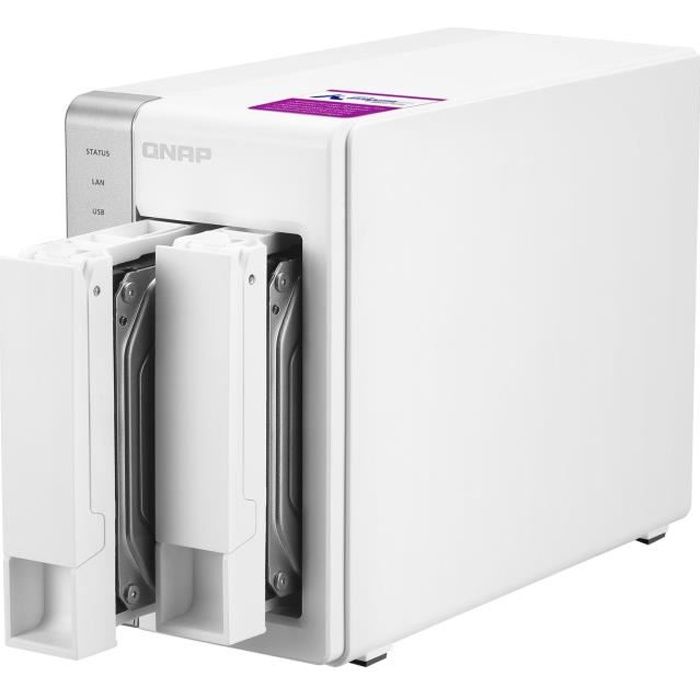 QNAP Système de stockage SAN/NAS Turbo NAS TS-231P2 - 2 x Total de compartiments - 512 Mo - Annapurna Labs