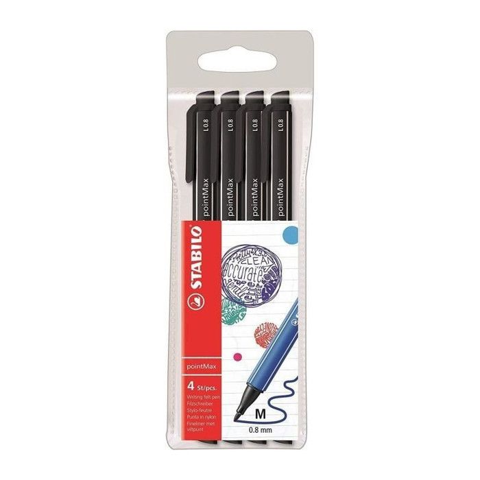 Pochette x 4 STABILO pointMax - noir