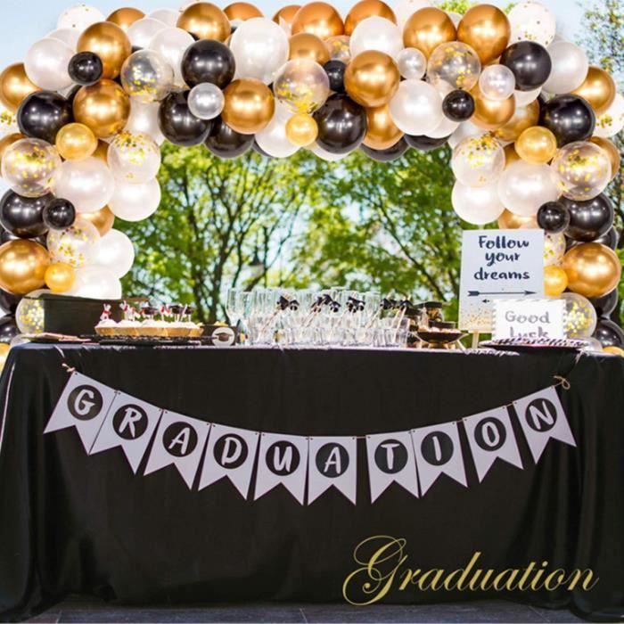 Arche Ballon 120PCS Mariage Arche Ballon Or Blanc Noir Ballon Confettis Ballon