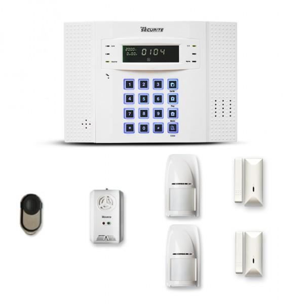 Alarme maison sans fil DNB 1 à 2 pièces mouvement + intrusion + détecteur gaz - Compatible Box internet