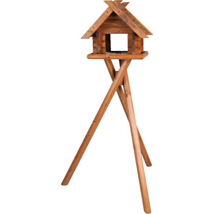 NATURA Mangeoire oiseaux avec pied 47 × 40 × 36 cm/1,40 m naturel