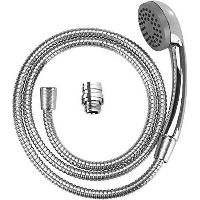 WENKO Douchette pour lavabo, robinet douchette, L150 cm, adapteur easy clip inclus, acier, 170x3,5x6,5 cm, chromé