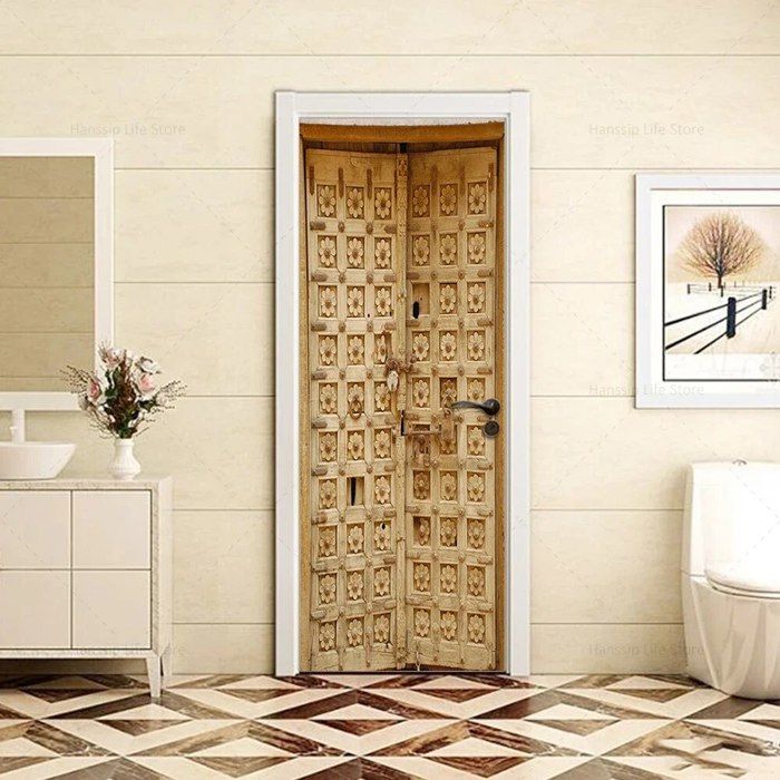 Autocollants De Porte Bricolage 3D Papier Peint Pour Salon