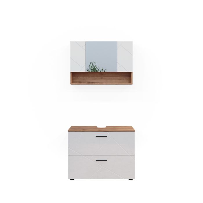 Meubles bain Livia, blanc/chêne, 2 pièces, Vicco