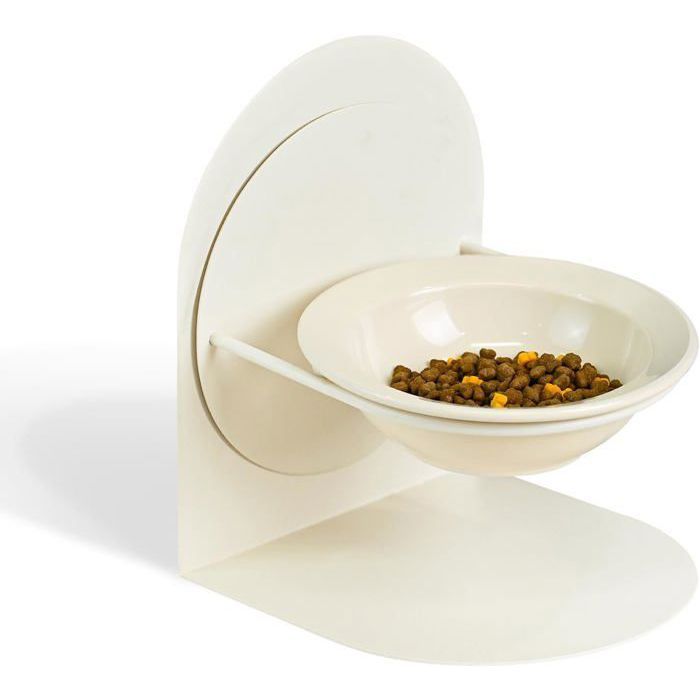 Meilleurs prix pour Gamelle surélevée inclinée céramique pour chat avec support en métal Gamelle antidérapante et anti-déversement - Blanc