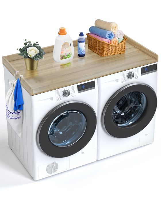 Comptoir pour Lave-linge et Sèche linge VEVOR Surface de Comptoir en Bois avec Coussinets Antidérapants Couleur Chêne - Vevor