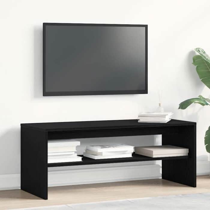 Meuble TV/Table TV - MANGO - chêne noir 100x40x40 cm - bois dingénierie t115