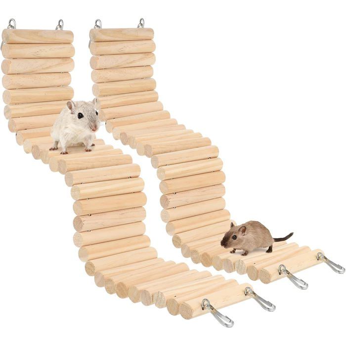 Lot de 2 échelles en bois pour hamster pont cage à rats jouet pour hamsters tamias et autres petits animaux