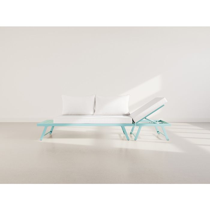 Isadora - salon de jardin 3 places - modulable - vert avec coussins beiges - Vert / Beige Isadora - salon de jardin 3 places - modulable - vert avec coussins beiges - Vert / Beige