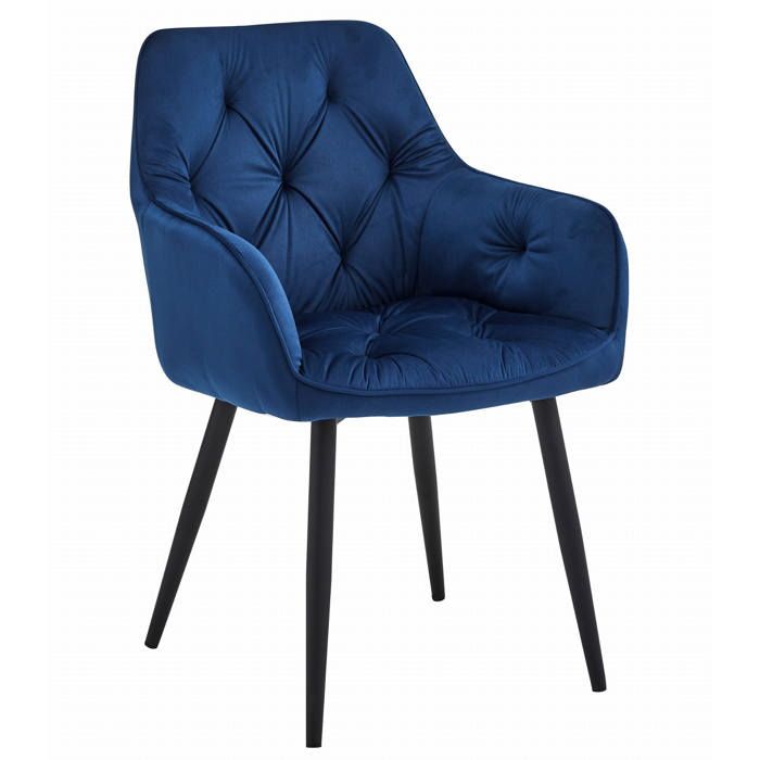 KOMODEE Chaise ISCA - velours bleu marine / pieds noirs x 1 56x84x62 cm KOMODEE Chaise ISCA - velours bleu marine / pieds noirs x 1 56x84x62 cm