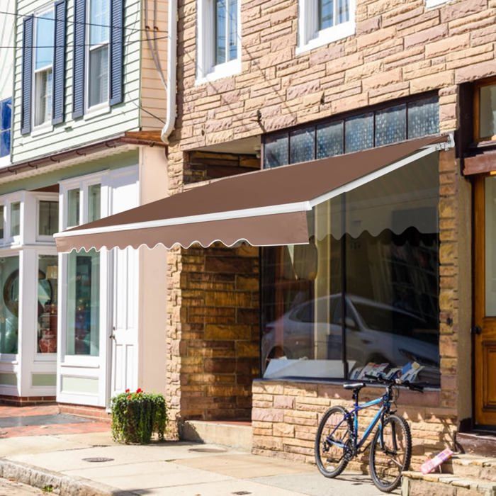 GOPLUS Store Banne Manuel 36x3M Anti-UV Manivelle Angle Réglable 5-35° pour PatioBalconTerrasse (Marron)