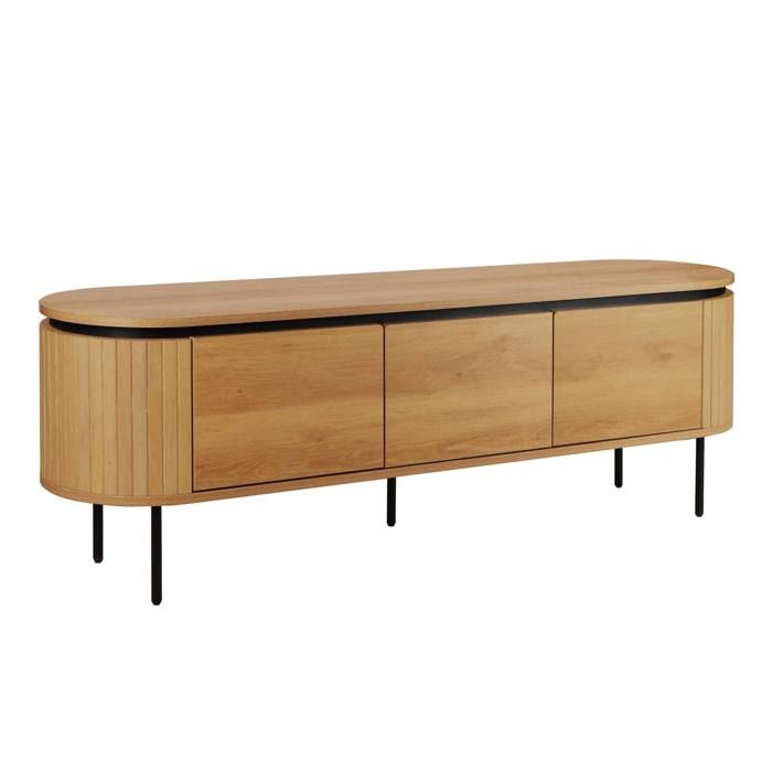 Meuble TV rectangulaire 2 portes L160 cm effet bois clair Hemera - Oviala Meuble TV rectangulaire 2 portes L160 cm effet bois clair Hemera - Oviala