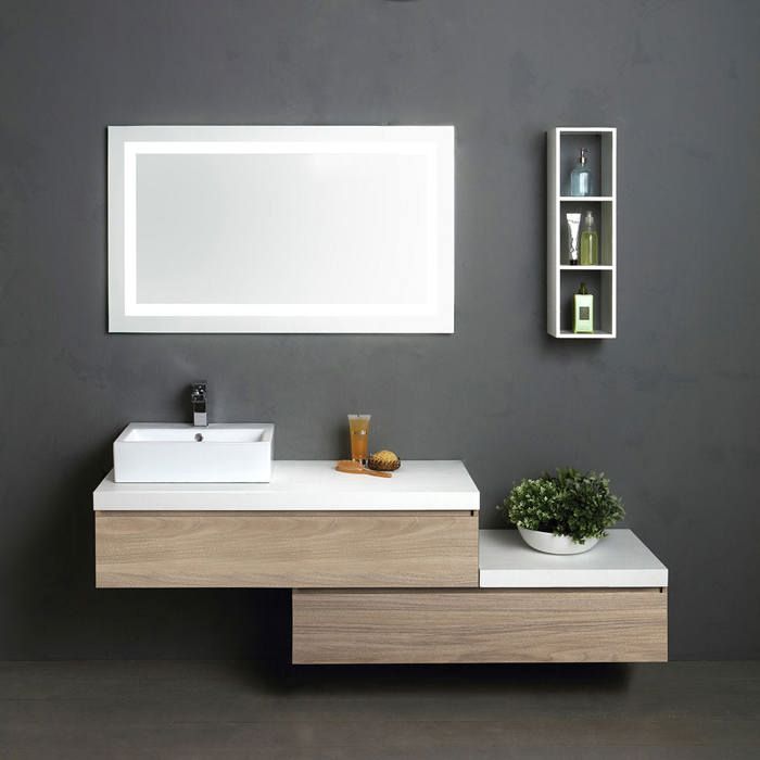 MEUBLE DE SALLE DE BAIN SUSPENDU 180CM EN CHÊNE AVEC PLATEAU BLANC VALENTINA MEUBLE DE SALLE DE BAIN SUSPENDU 180CM EN CHÊNE AVEC PLATEAU BLANC VALENTINA