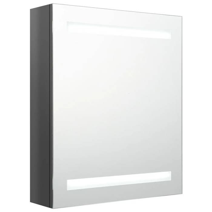 SOLDES dAutomneArmoire à miroir de courtoisie LED - résiste et durable - Meuble de salle de bain à miroir LED Gris brillant