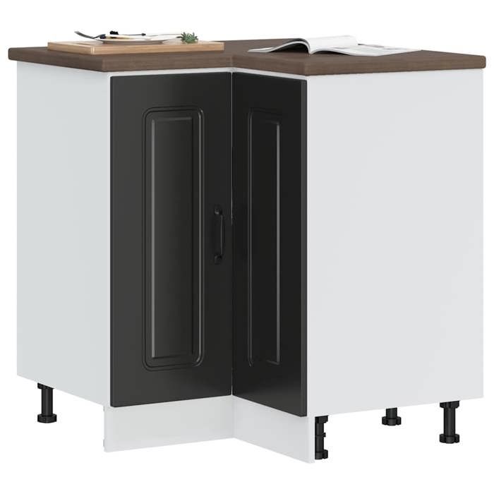 CHIC Armoire de placard pour cuisine - Armoire dangle de cuisine Kalmar noir Bois dingénierie - Montage facile@SARA164674
