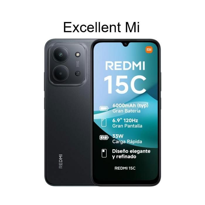 Smartphone - XIAOMI - Redmi 15C - 4G - 4GO RAM - 128GO ROM - Noir - IP64