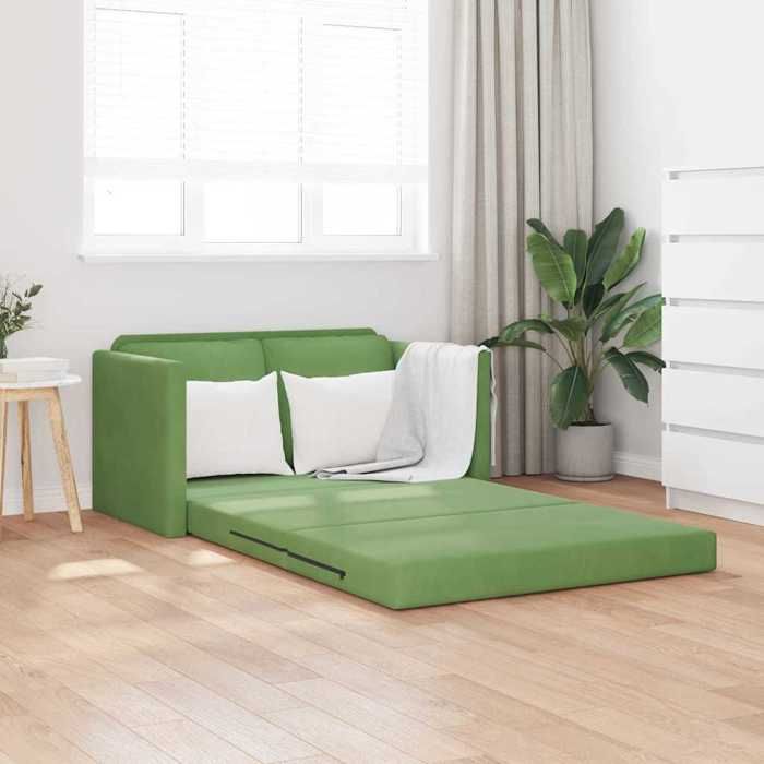 BEWI®Canapé-lit/Sofa Bed - 2 PERSONNES - clic-clac avec coussin Vert clair 122 x 70 x 60 cm Velours &FR71010