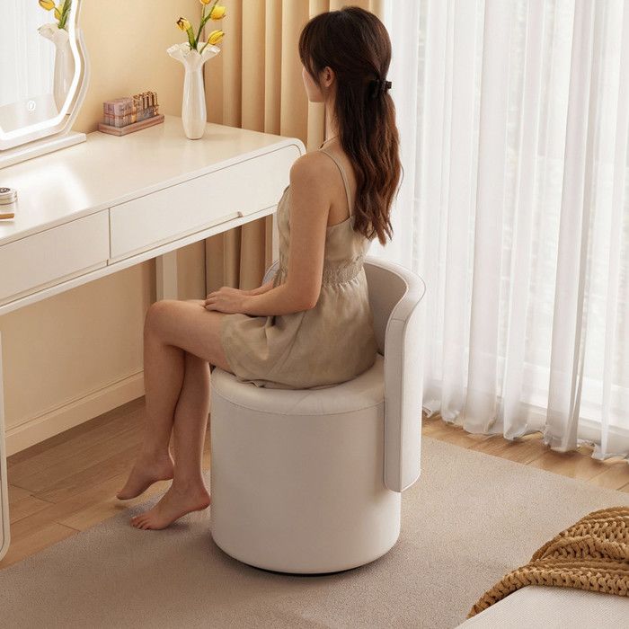 Chaise de coiffeuse en cuir PU avec dossier tabouret maquillage élégant rembourré design nordique meuble déco chambre femme