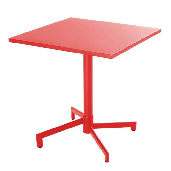 Table de jardin carrée bistrot avec plateau rabattable 70 cm rouge Palavas Oviala