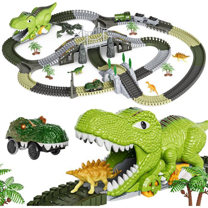 Dinosaure Jouet Piste de Course,281 Jouets Train de Dinosaures Cadeau Dinosaure Jouet Piste de Course,281 Jouets Train de Dinosaures Cadeau