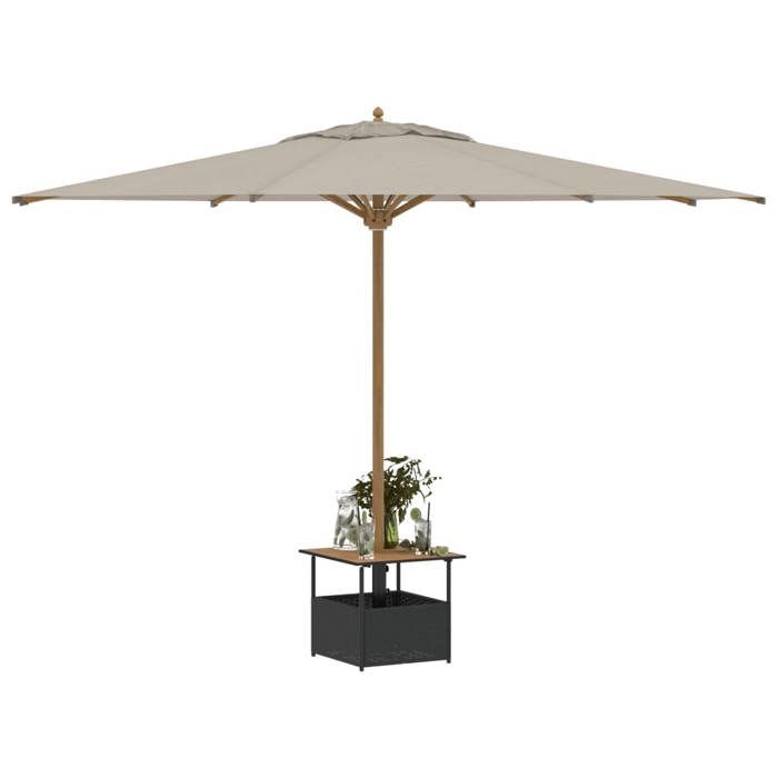 Black Friday Table à dîner de jardin BURKE 2/4 PERSONNES avec trou de parasol noir résine tressée TTT304