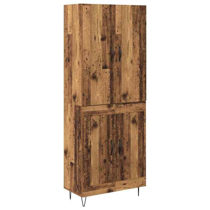 SALE 2026Buffet de cuisine stable - Placard Cabinet bahut Marron - Haut Armoire 2 pcs Bois ancien Bois dingénierie et verre 50.93