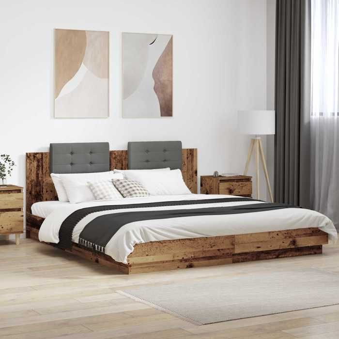 vidaXL Cadre de lit avec tête de lit Bois Ancien 200 x 200 cm 3416331