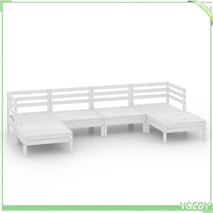 Salon de jardin - FAFEICY - 3083335 - Bois de pin massif - Blanc mat - Modulaire 6 places