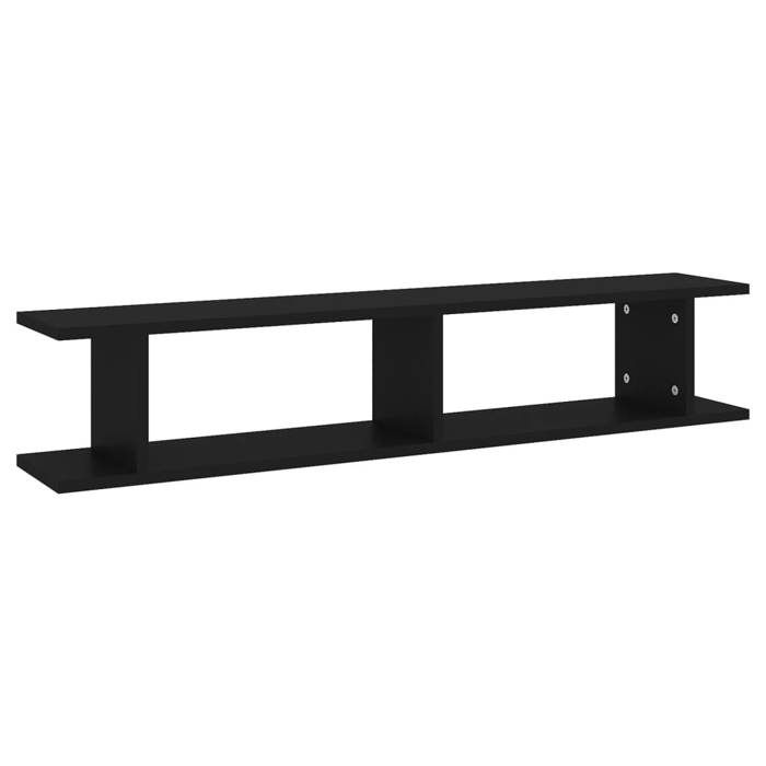 MEUBLE DE SEJOUR Noir - MODE étagères murales - 2 pcs - Noir 105x18x20 cm bois dingénierie Nettoyer facile_09_3577