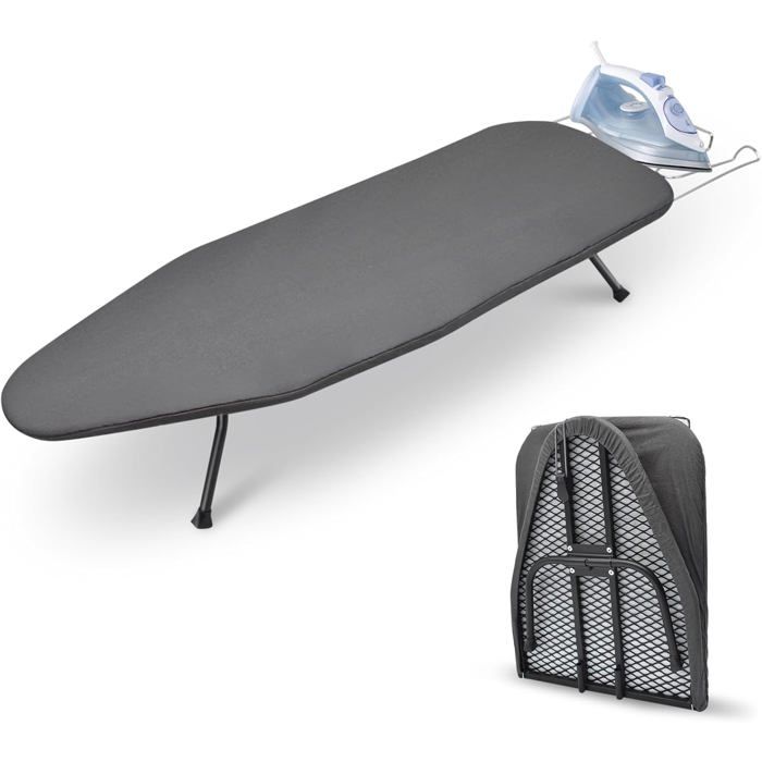 Table À Repasser Avec Porte-Fer Planche Repasser Pliable Avec Housse Coton Maille Métallique Pieds Antidérapants Pour Fer Va[IN63]