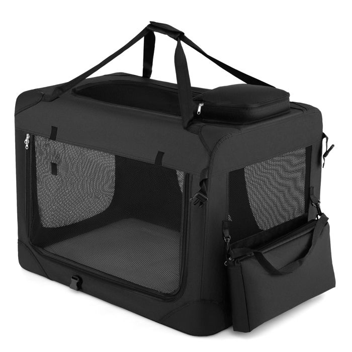 Sac de Transport Pliable COSTWAY pour Animaux Jusquà 23kg 3 Portes Fermeture Zippée Coussin Amovible Poches de Rangement Noir Sac de Transport Pliable COSTWAY pour Animaux Jusquà 23kg 3 Portes Fermeture Zippée Coussin Amovible Poches de Rangement Noir