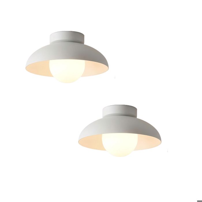 iDEGU 2x Plafonnier Moderne G9 Lampe de Plafond Intérieur Contemporain Abat-jour en Métal Designe Chapeau Blanc pour Couloir Salon