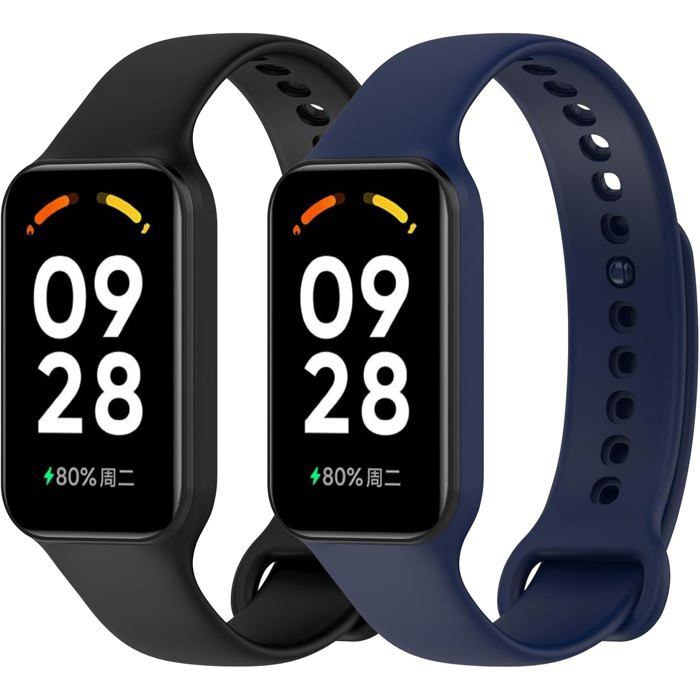 2 Pièces Bracelet Compatible Avec Xiaomi Smart Band 8 Active/Smart Band 2 Femme Homme Souple Silicone Bracelet De Remplacement P