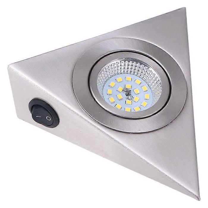 Luminaire sous meuble LED 13x13cm - Forme triangle - Acier brossé - Blanc froid - Cuisine/cabinet