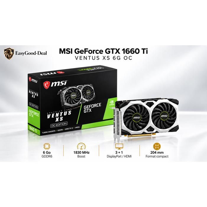 Carte graphique MSI GeForce GTX 1660 Ti VENTUS XS OC 6 Go GDDR6 PCIe 3.0