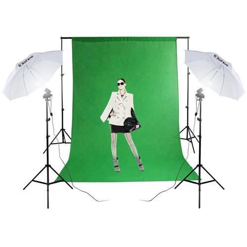Kit studio photo professionnel - ALIGHTUP - 1,6 x 3 m - noir, blanc et vert - tissu non tissé