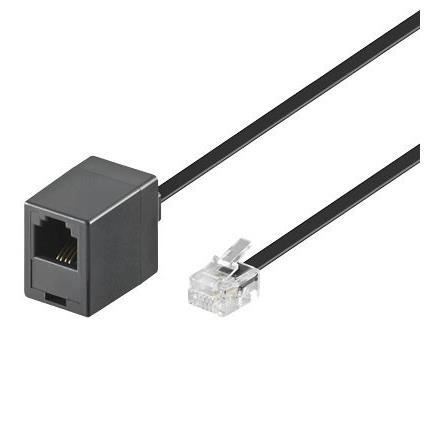 Alpexe® Câble d'extention modulaire noir 6,0m Connecteur RJ11 male > Connecteur RJ11 femelle jack 4 broches 1:1