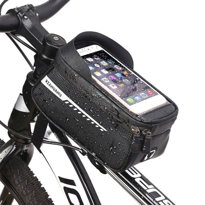 Sacoche Velo de Guidon Vélo Étanche - avec écran Tactile en TPU et Housse Résistante à La Pluie - pour Smartphone de Moins de 6,7\
