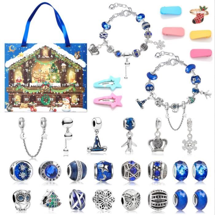 Calendrier De L'avent En Bois Calendrier De L'avent Bijoux,2024 Calendrier De L'Avent Enfant Fille Noël Kit De Bijoux Bracelet Calendrier De L Avent A Remplir Bois