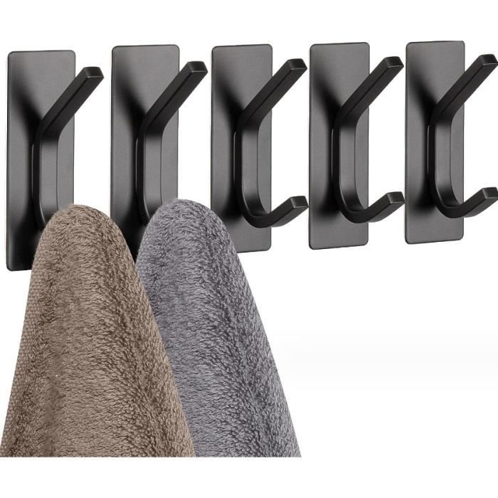 2 Crochets muraux porte-serviettes acier inoxydable 304 noir salle de bain - Bricolage