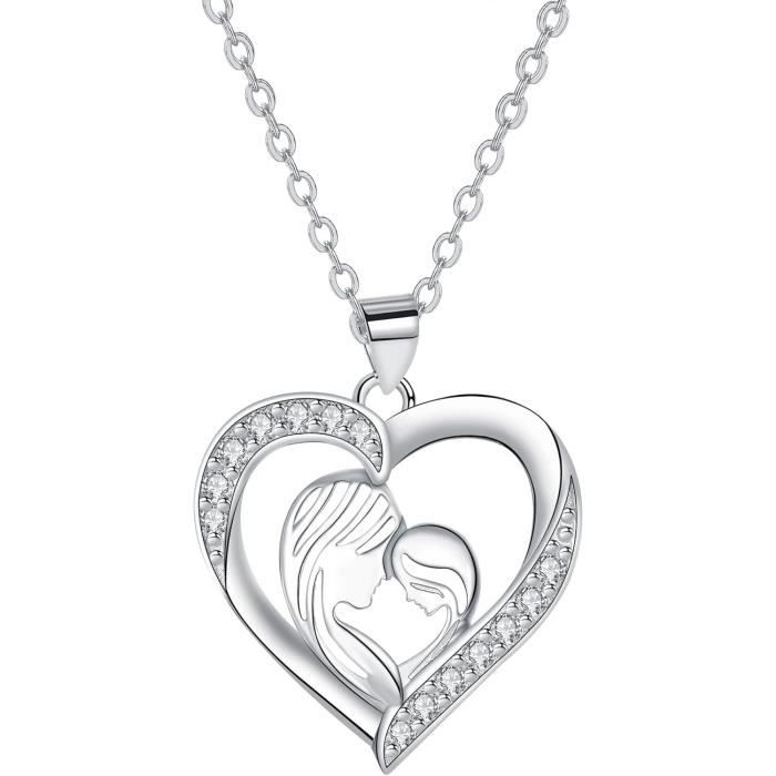 Collier Pendentif Cœur – Empreinte De Pieds – Argent 925 – Cadeau Jeune Maman