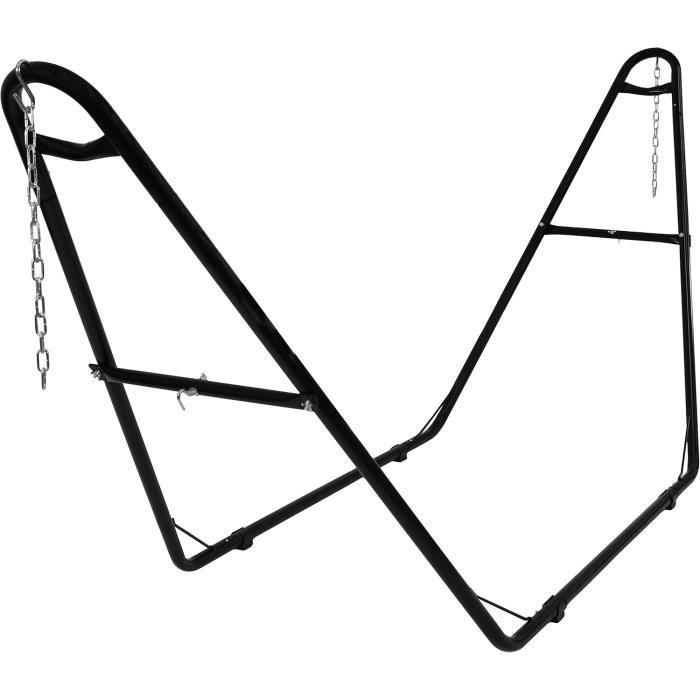 Support Hamac Universel En Acier Robuste Sunnydaze - Capacité 250kg - Noir - Pour Hamacs 2.7m à 4.3m